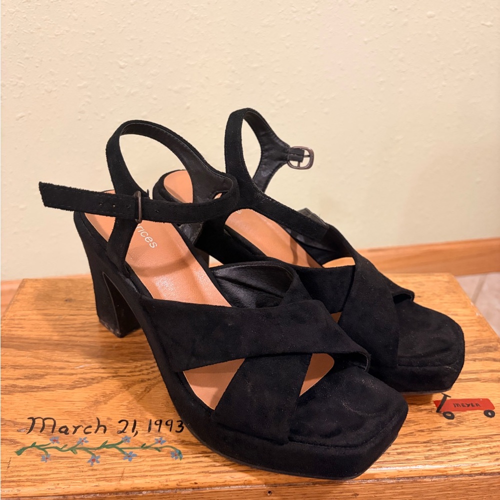 Black Strappy Maurice’s Heels